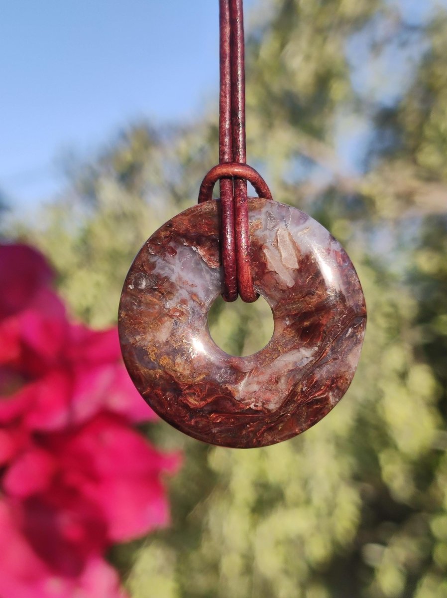 Pietersite rot gold Edelstein Donut Kette Rarität selten Schutzsymbol Heilstein Kristall HIPPIE Boho Ethno Mann Frau Geschenk Er Sie - Art of Nature Berlin