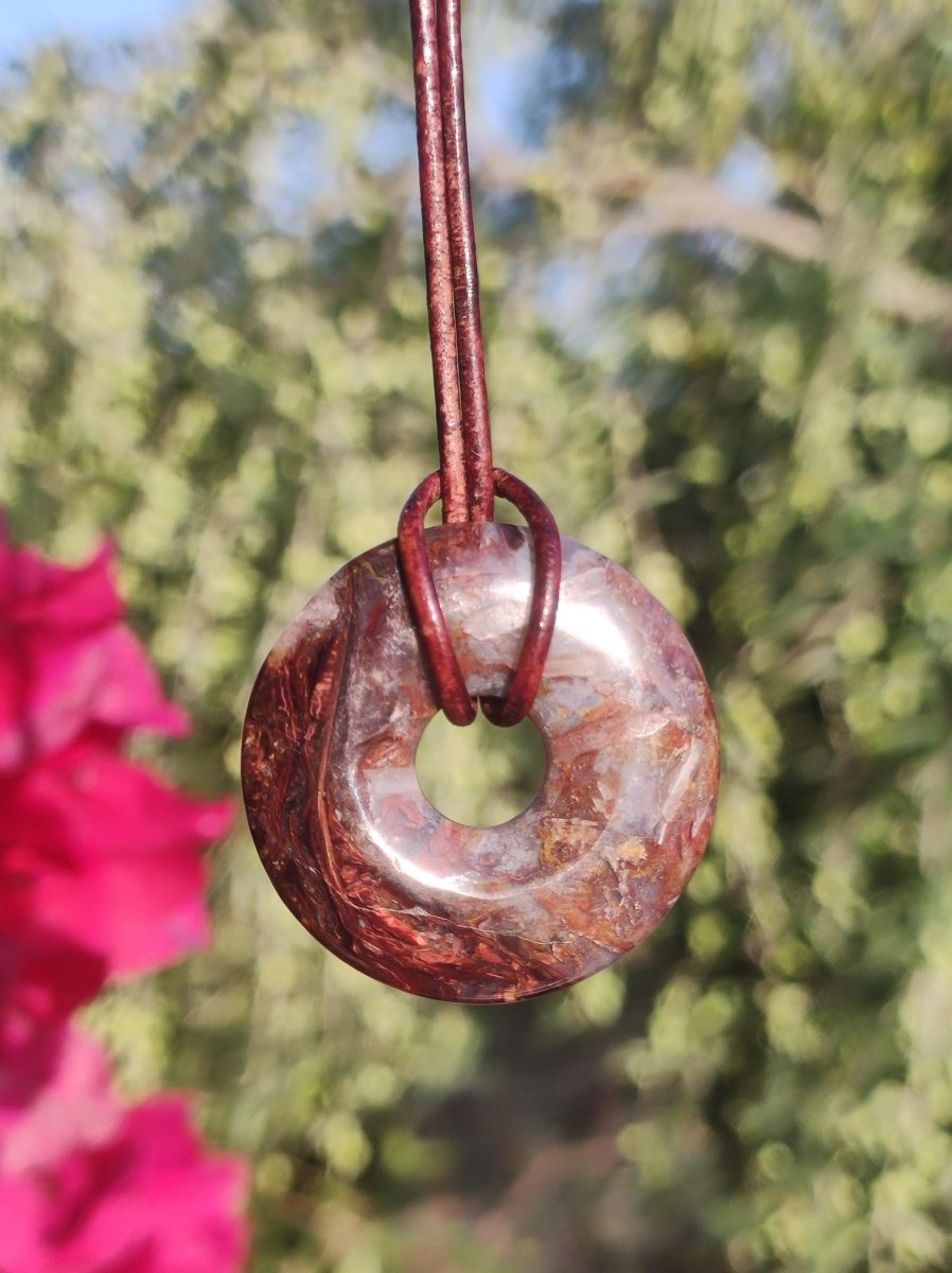Pietersite rot gold Edelstein Donut Kette Rarität selten Schutzsymbol Heilstein Kristall HIPPIE Boho Ethno Mann Frau Geschenk Er Sie - Art of Nature Berlin
