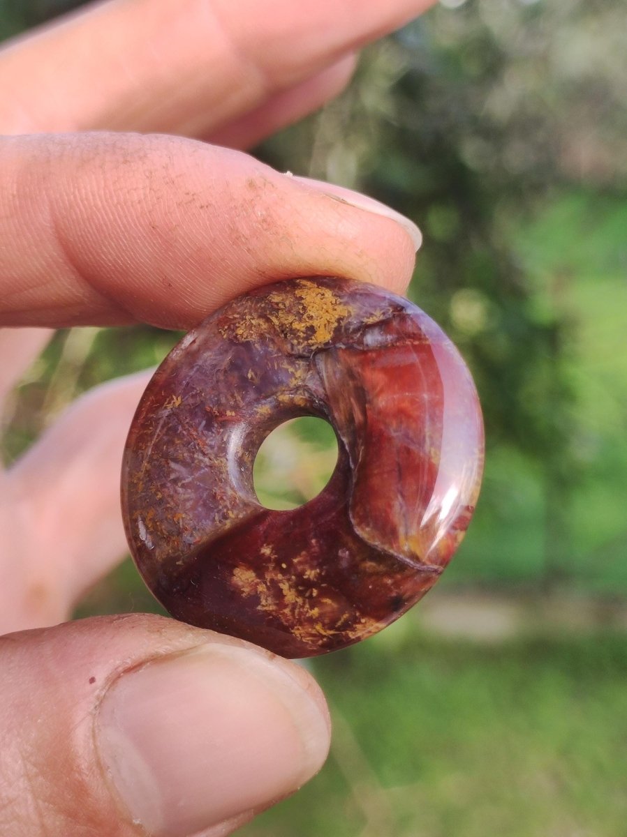 Pietersite rot gold - Edelstein Donut Kette Rarität selten Schutzsymbol Heilstein Kristall HIPPIE Boho Tibet Ethno Mann Frau Geschenk Er Sie - Art of Nature Berlin