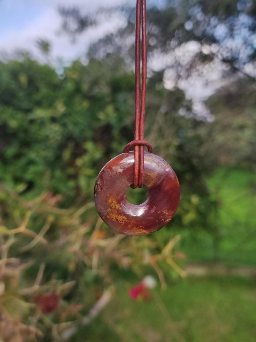 Pietersite rot gold - Edelstein Donut Kette Rarität selten Schutzsymbol Heilstein Kristall HIPPIE Boho Tibet Ethno Mann Frau Geschenk Er Sie - Art of Nature Berlin