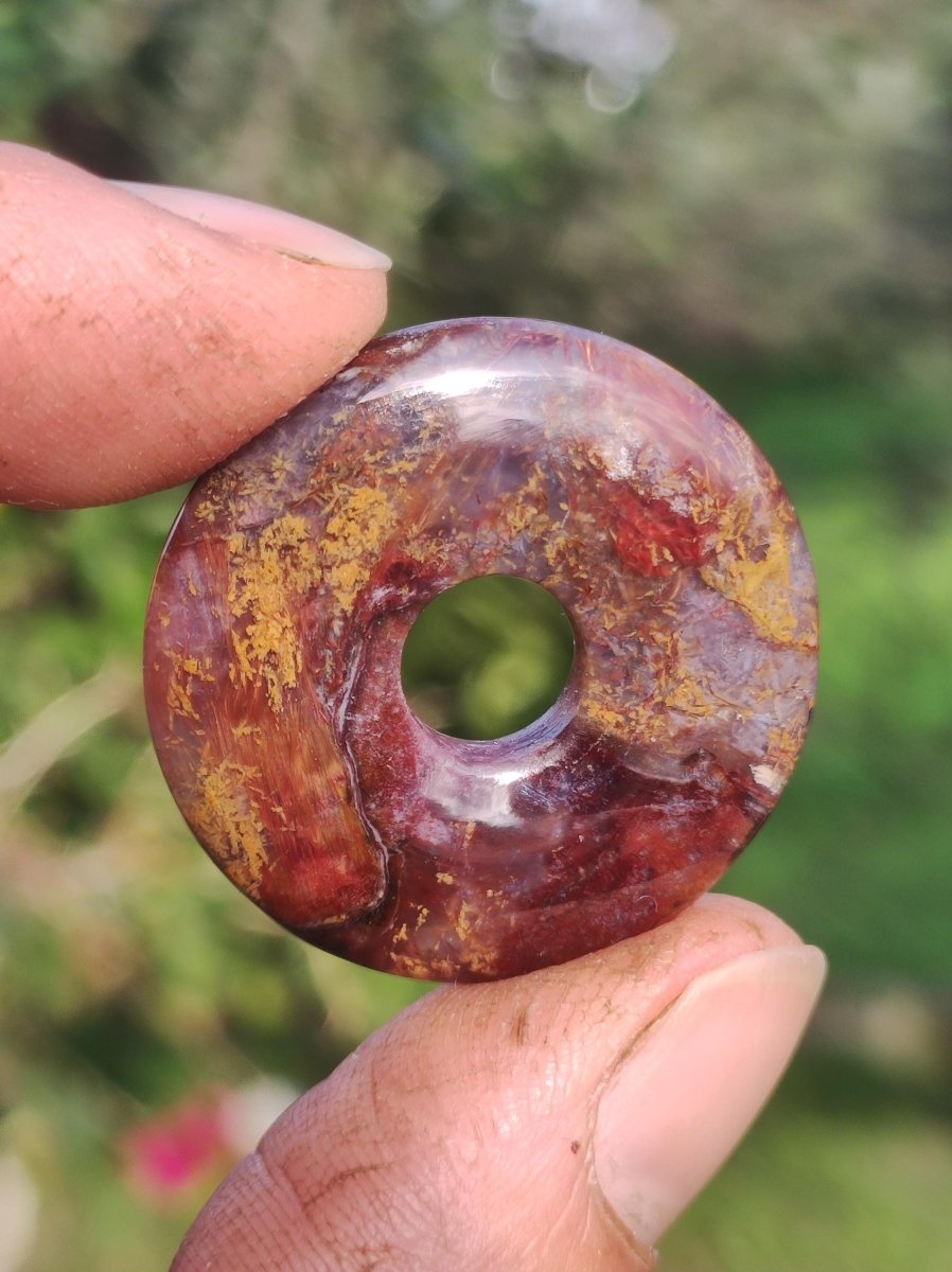 Pietersite rot gold - Edelstein Donut Kette Rarität selten Schutzsymbol Heilstein Kristall HIPPIE Boho Tibet Ethno Mann Frau Geschenk Er Sie - Art of Nature Berlin