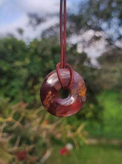 Pietersite rot gold - Edelstein Donut Kette Rarität selten Schutzsymbol Heilstein Kristall HIPPIE Boho Tibet Ethno Mann Frau Geschenk Er Sie - Art of Nature Berlin