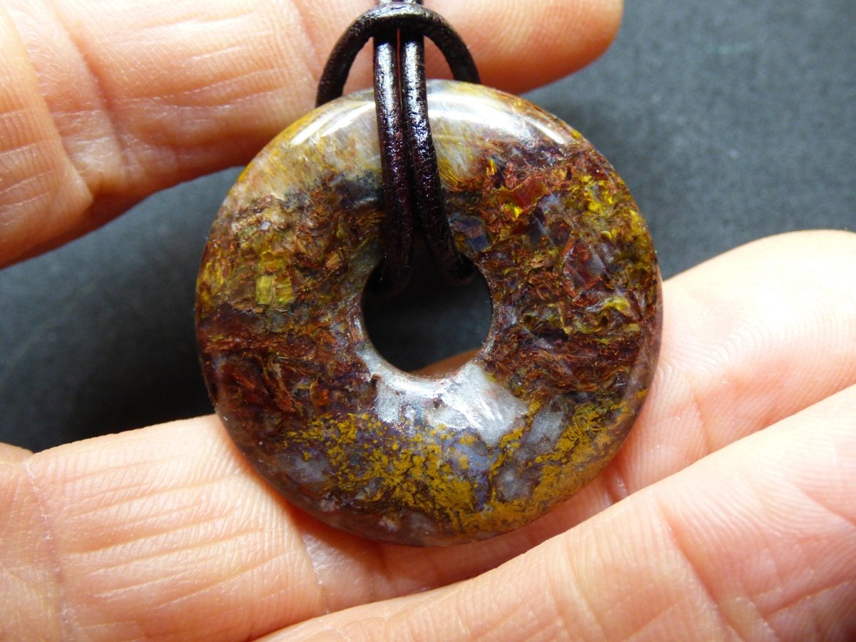 Pietersite rot & gold ~ Edelstein Kette ~HIPPIE ~GOA ~Boho ~Tibet ~Ethno ~Nature ~Donut ~Schutzsymbol ~Heilstein ~Rarität - Art of Nature Berlin