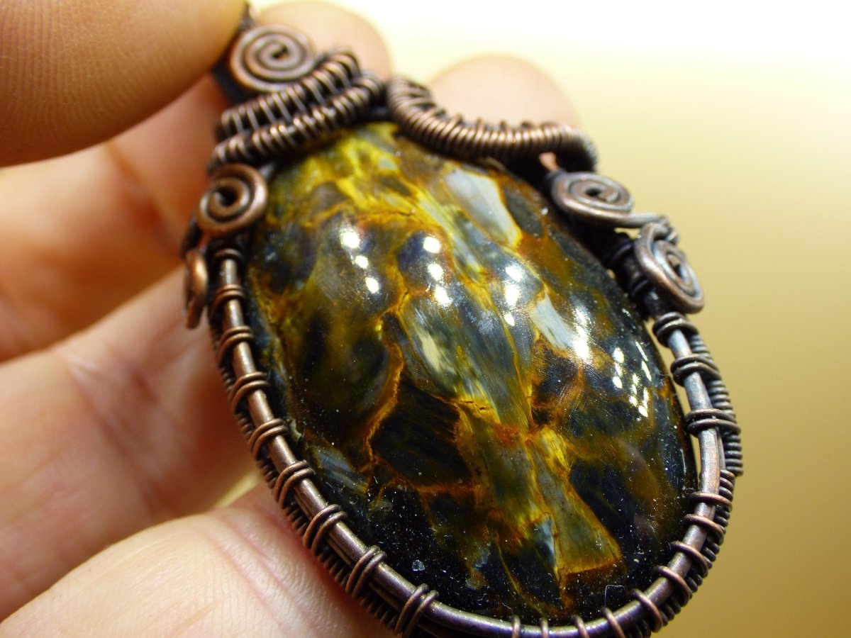 Pietersite *~ Wire ~* ~ Blitz Edelstein Kette mit Kupferdraht ~HIPPIE ~GOA ~Boho ~Ethno ~Nature ~Heilstein ~Energy ~Chakra Galaxy Universum - Art of Nature Berlin