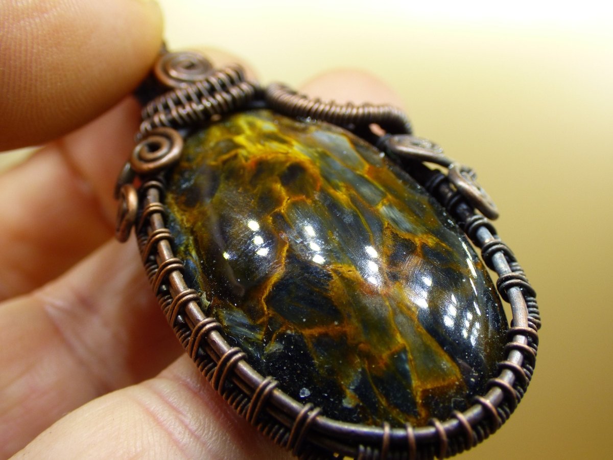 Pietersite *~ Wire ~* ~ Blitz Edelstein Kette mit Kupferdraht ~HIPPIE ~GOA ~Boho ~Ethno ~Nature ~Heilstein ~Energy ~Chakra Galaxy Universum - Art of Nature Berlin