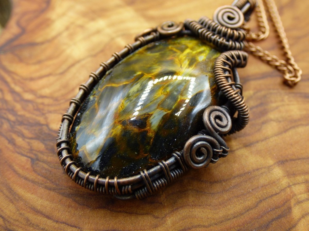 Pietersite *~ Wire ~* ~ Blitz Edelstein Kette mit Kupferdraht ~HIPPIE ~GOA ~Boho ~Ethno ~Nature ~Heilstein ~Energy ~Chakra Galaxy Universum - Art of Nature Berlin