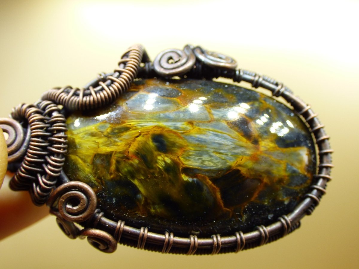 Pietersite *~ Wire ~* ~ Blitz Edelstein Kette mit Kupferdraht ~HIPPIE ~GOA ~Boho ~Ethno ~Nature ~Heilstein ~Energy ~Chakra Galaxy Universum - Art of Nature Berlin