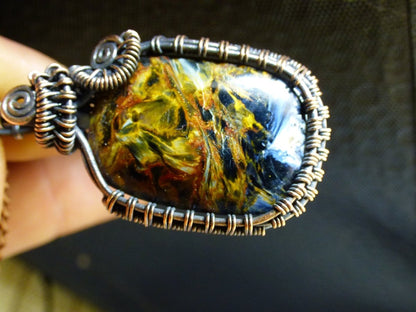 Pietersite *~ Wire ~* ~ Blitz Edelstein Kette mit Kupferdraht ~HIPPIE ~GOA ~Boho ~Ethno ~Nature ~Heilstein ~Energy ~Chakra Galaxy Universum - Art of Nature Berlin