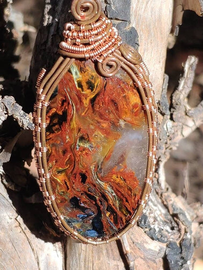 Pietersite *~ Wire ~* ~ Blitz Edelstein Kette mit Kupferdraht ~HIPPIE ~GOA ~Boho ~Ethno ~Nature ~Heilstein ~Energy ~Chakra ~Spirale - Art of Nature Berlin