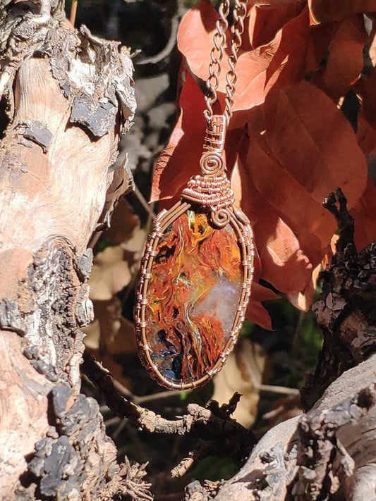 Pietersite *~ Wire ~* ~ Blitz Edelstein Kette mit Kupferdraht ~HIPPIE ~GOA ~Boho ~Ethno ~Nature ~Heilstein ~Energy ~Chakra ~Spirale - Art of Nature Berlin