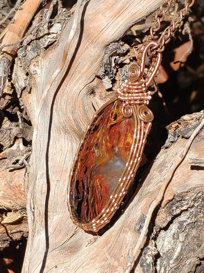 Pietersite *~ Wire ~* ~ Blitz Edelstein Kette mit Kupferdraht ~HIPPIE ~GOA ~Boho ~Ethno ~Nature ~Heilstein ~Energy ~Chakra ~Spirale - Art of Nature Berlin