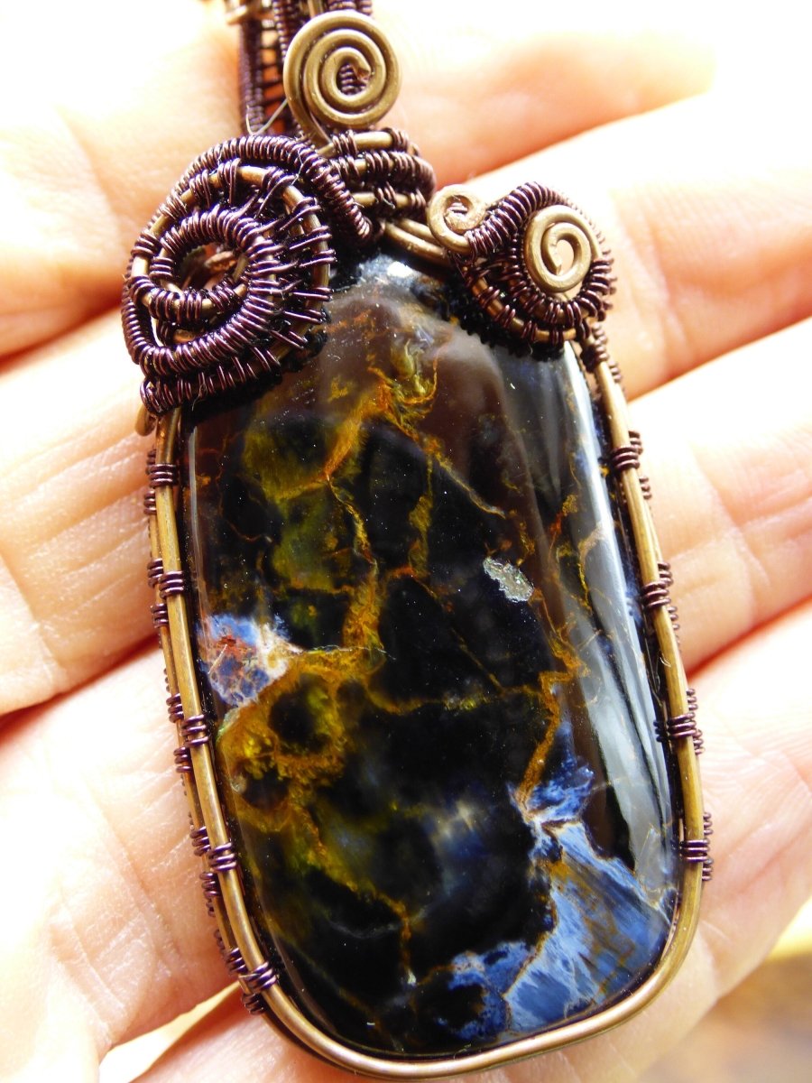 Pietersite *~ Wire ~* ~ Blitz Edelstein Kette mit Kupferdraht ~HIPPIE ~GOA ~Boho ~Ethno ~Nature ~Heilstein ~Energy ~Chakra ~Spirale - Art of Nature Berlin