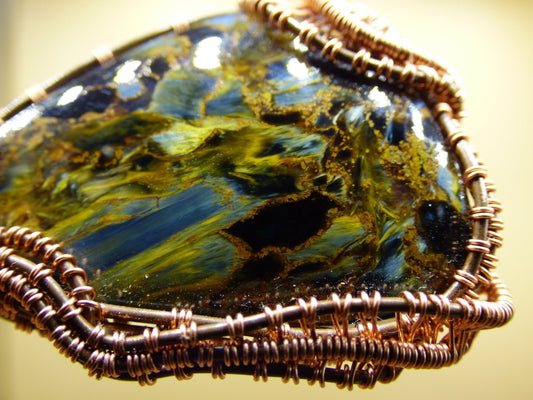 Pietersite *~ Wire ~* ~ Blitz Edelstein Kette mit Kupferdraht ~HIPPIE ~GOA ~Boho ~Ethno ~Nature ~Heilstein ~Energy ~Chakra ~Spirale - Art of Nature Berlin