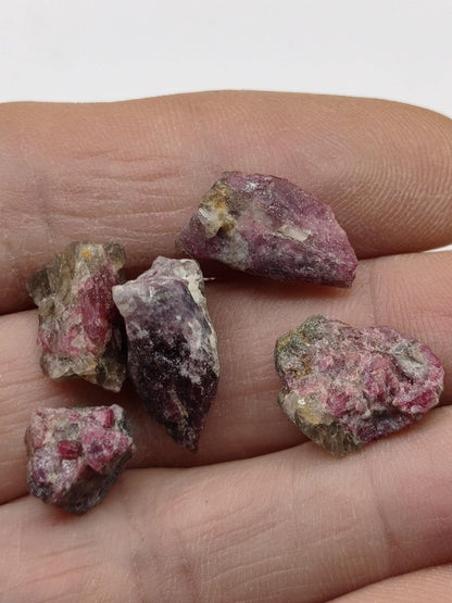 Pink Turmalin Rohsteine – 5er Set aus Brasilien | Rubellit Kristalle & Mineralien Sammler Stufen Edelstein Deko Kristall Heilstein - Art of Nature Berlin