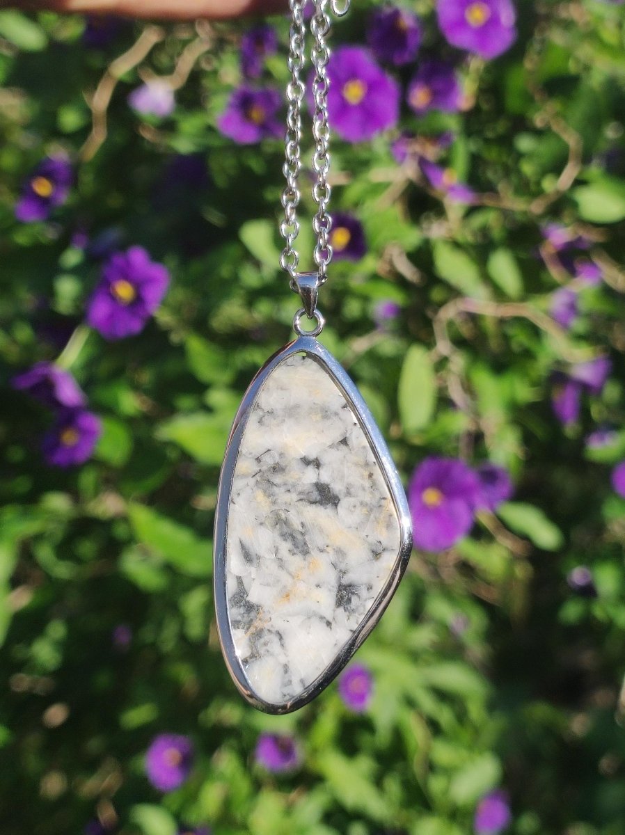 Pinolith ~ 925 Silber Edelstein Kette Heilstein Natur Grau Rarität Edel Mann Frau Geschenk Er Sie Freundin Selten Energie Kraft Ruhe Glück - Art of Nature Berlin