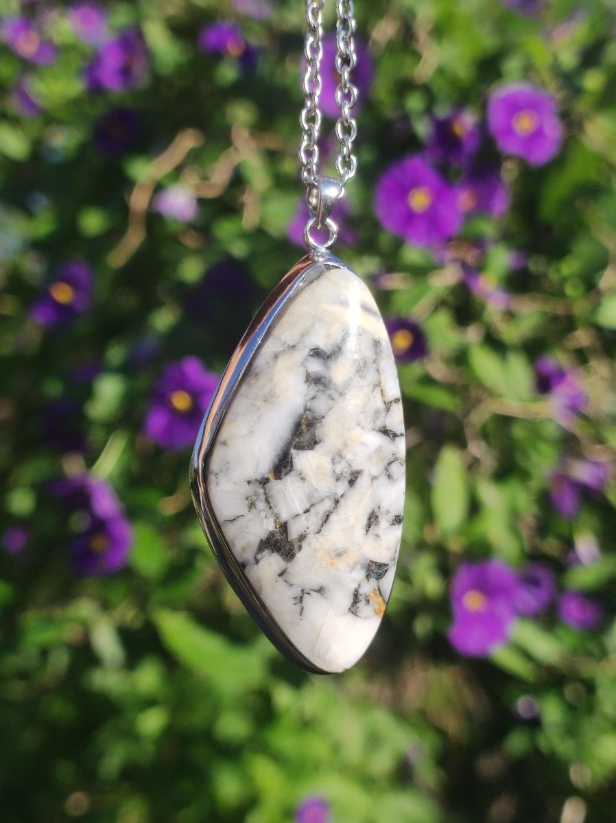 Pinolith ~ 925 Silber Edelstein Kette Heilstein Natur Grau Rarität Edel Mann Frau Geschenk Er Sie Freundin Selten Energie Kraft Ruhe Glück - Art of Nature Berlin