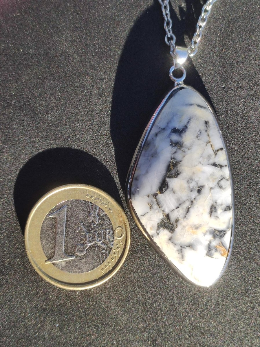 Pinolith ~ 925 Silber Edelstein Kette Heilstein Natur Grau Rarität Edel Mann Frau Geschenk Er Sie Freundin Selten Energie Kraft Ruhe Glück - Art of Nature Berlin