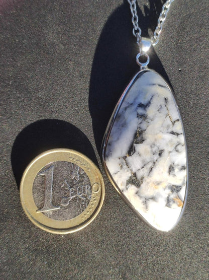 Pinolith ~ 925 Silber Edelstein Kette Heilstein Natur Grau Rarität Edel Mann Frau Geschenk Er Sie Freundin Selten Energie Kraft Ruhe Glück - Art of Nature Berlin