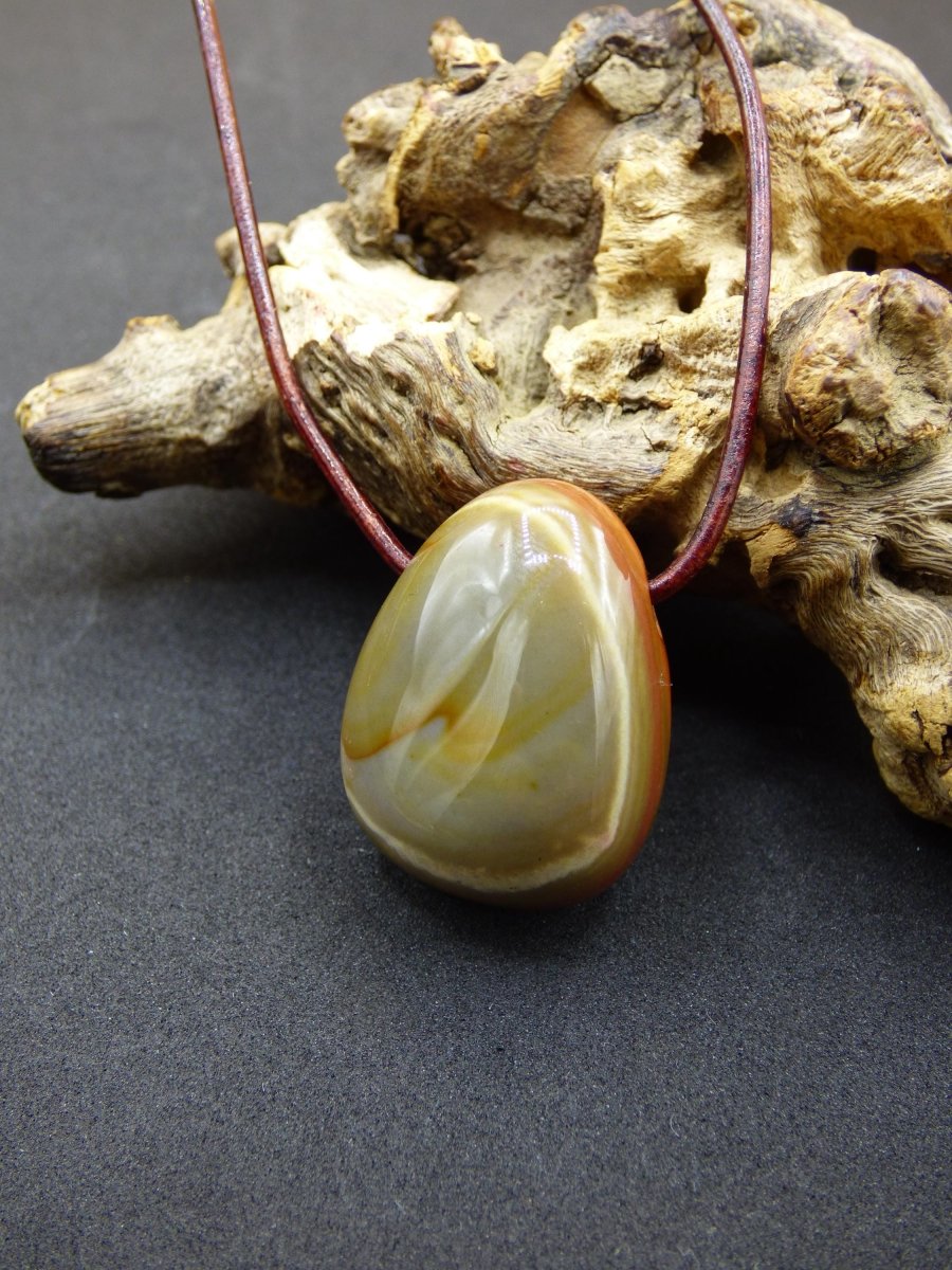 Polychrom Jaspis - Edelstein Kette rot braun Anhänger HIPPIE GOA Boho Ethno Natur Heilstein Rarität Kristall Geschenk Sie Mann Frau Schmuck - Art of Nature Berlin