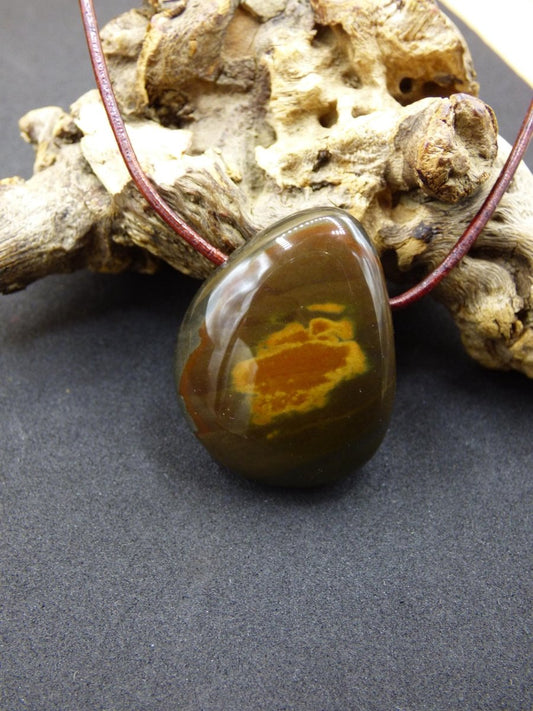 Polychrom Jaspis - Edelstein Kette rot braun Anhänger HIPPIE GOA Boho Ethno Natur Heilstein Rarität Kristall Geschenk Sie Mann Frau Schmuck - Art of Nature Berlin