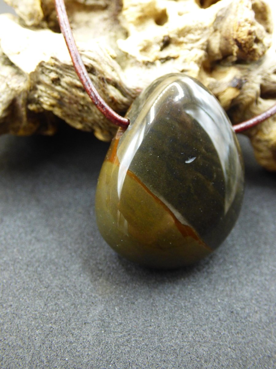 Polychrom Jaspis - Edelstein Kette rot braun Anhänger HIPPIE GOA Boho Ethno Natur Heilstein Rarität Kristall Geschenk Sie Mann Frau Schmuck - Art of Nature Berlin