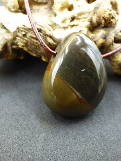 Polychrom Jaspis - Edelstein Kette rot braun Anhänger HIPPIE GOA Boho Ethno Natur Heilstein Rarität Kristall Geschenk Sie Mann Frau Schmuck - Art of Nature Berlin