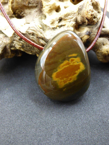 Polychrom Jaspis - Edelstein Kette rot braun Anhänger HIPPIE GOA Boho Ethno Natur Heilstein Rarität Kristall Geschenk Sie Mann Frau Schmuck - Art of Nature Berlin