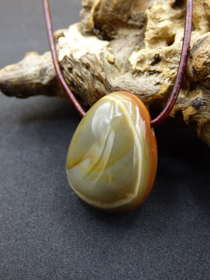 Polychrom Jaspis - Edelstein Kette rot braun Anhänger HIPPIE GOA Boho Ethno Natur Heilstein Rarität Kristall Geschenk Sie Mann Frau Schmuck - Art of Nature Berlin