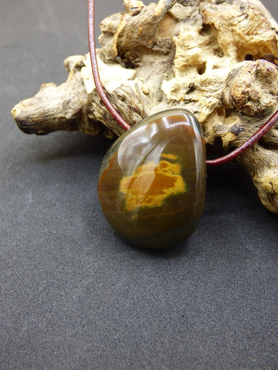 Polychrom Jaspis - Edelstein Kette rot braun Anhänger HIPPIE GOA Boho Ethno Natur Heilstein Rarität Kristall Geschenk Sie Mann Frau Schmuck - Art of Nature Berlin
