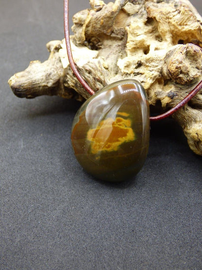 Polychrom Jaspis - Edelstein Kette rot braun Anhänger HIPPIE GOA Boho Ethno Natur Heilstein Rarität Kristall Geschenk Sie Mann Frau Schmuck - Art of Nature Berlin