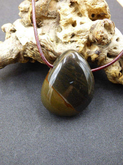 Polychrom Jaspis - Edelstein Kette rot braun Anhänger HIPPIE GOA Boho Ethno Natur Heilstein Rarität Kristall Geschenk Sie Mann Frau Schmuck - Art of Nature Berlin