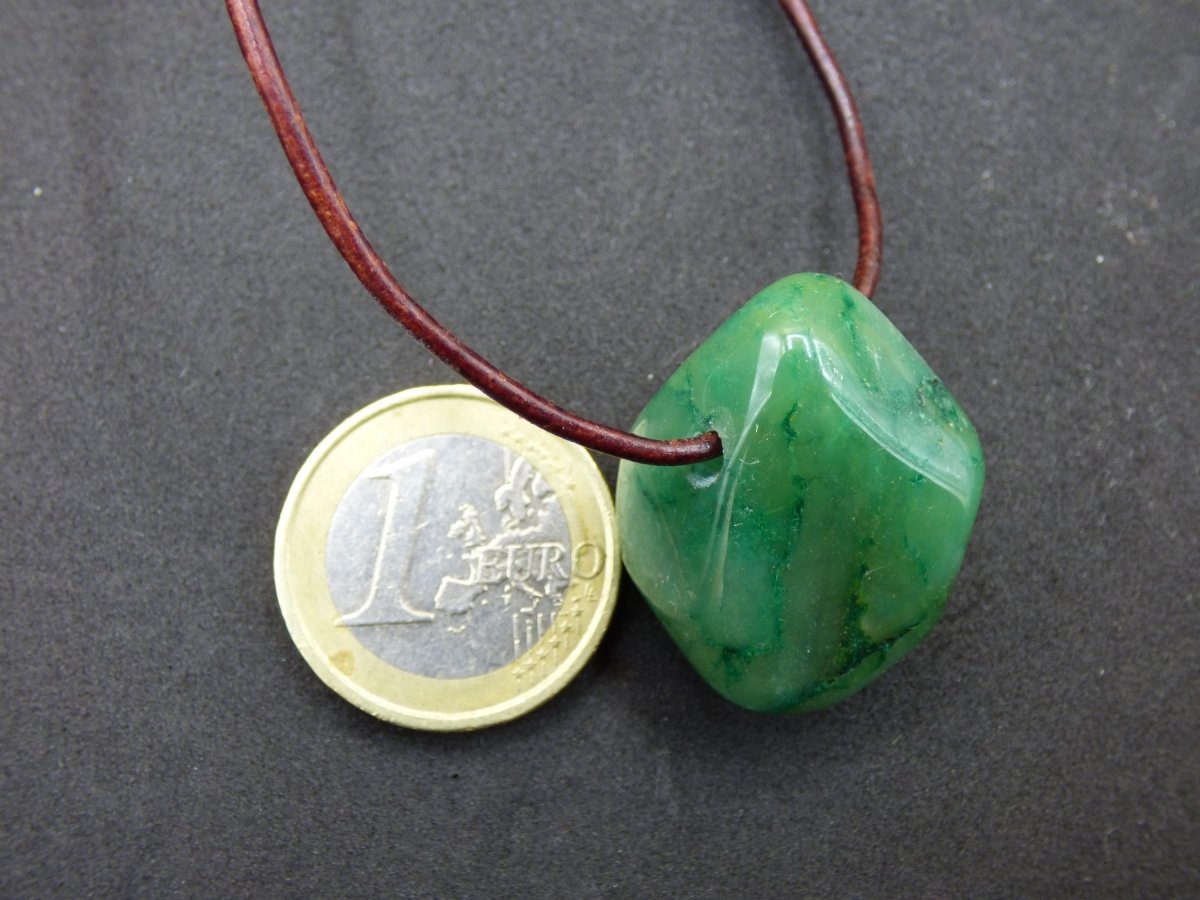 Prasem - Edelstein Kette grün Natur Heilstein Geschenk Er SIe Mann Frau Freund Weihnachten Goa Boho Ethno Psy Vintage Anhänger Echt - Art of Nature Berlin