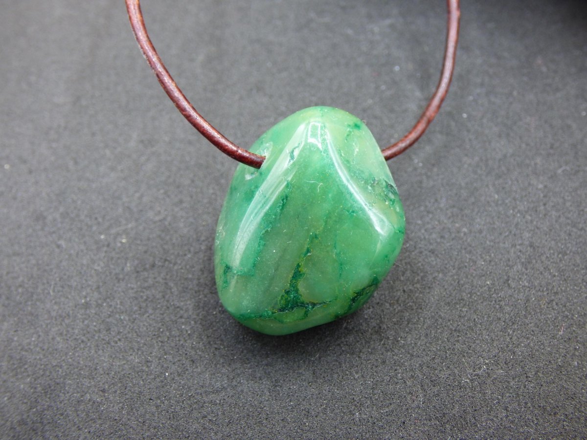 Prasem - Edelstein Kette grün Natur Heilstein Geschenk Er SIe Mann Frau Freund Weihnachten Goa Boho Ethno Psy Vintage Anhänger Echt - Art of Nature Berlin