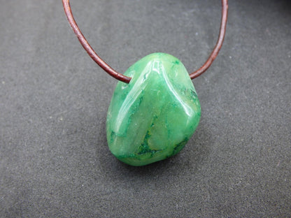 Prasem - Edelstein Kette grün Natur Heilstein Geschenk Er SIe Mann Frau Freund Weihnachten Goa Boho Ethno Psy Vintage Anhänger Echt - Art of Nature Berlin