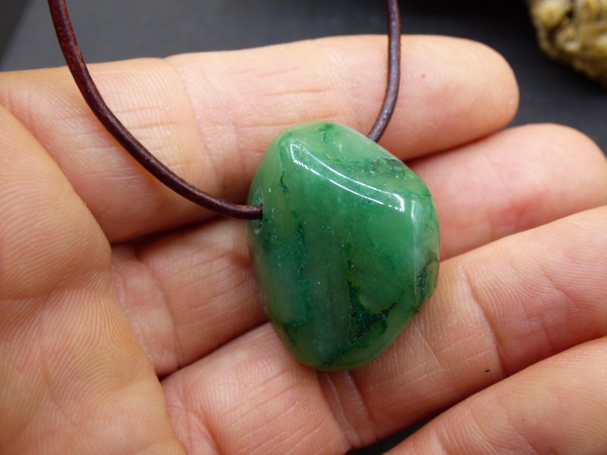 Prasem - Edelstein Kette grün Natur Heilstein Geschenk Er SIe Mann Frau Freund Weihnachten Goa Boho Ethno Psy Vintage Anhänger Echt - Art of Nature Berlin