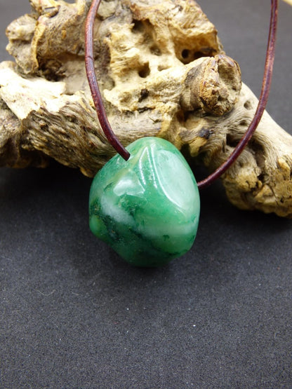 Prasem - Edelstein Kette grün Natur Heilstein Geschenk Er SIe Mann Frau Freund Weihnachten Goa Boho Ethno Psy Vintage Anhänger Echt - Art of Nature Berlin