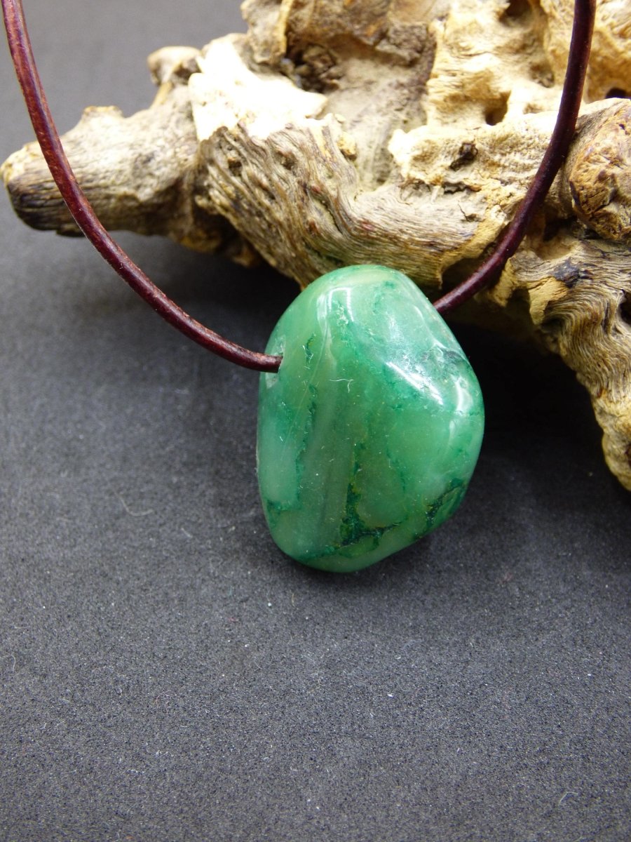 Prasem - Edelstein Kette grün Natur Heilstein Geschenk Er SIe Mann Frau Freund Weihnachten Goa Boho Ethno Psy Vintage Anhänger Echt - Art of Nature Berlin
