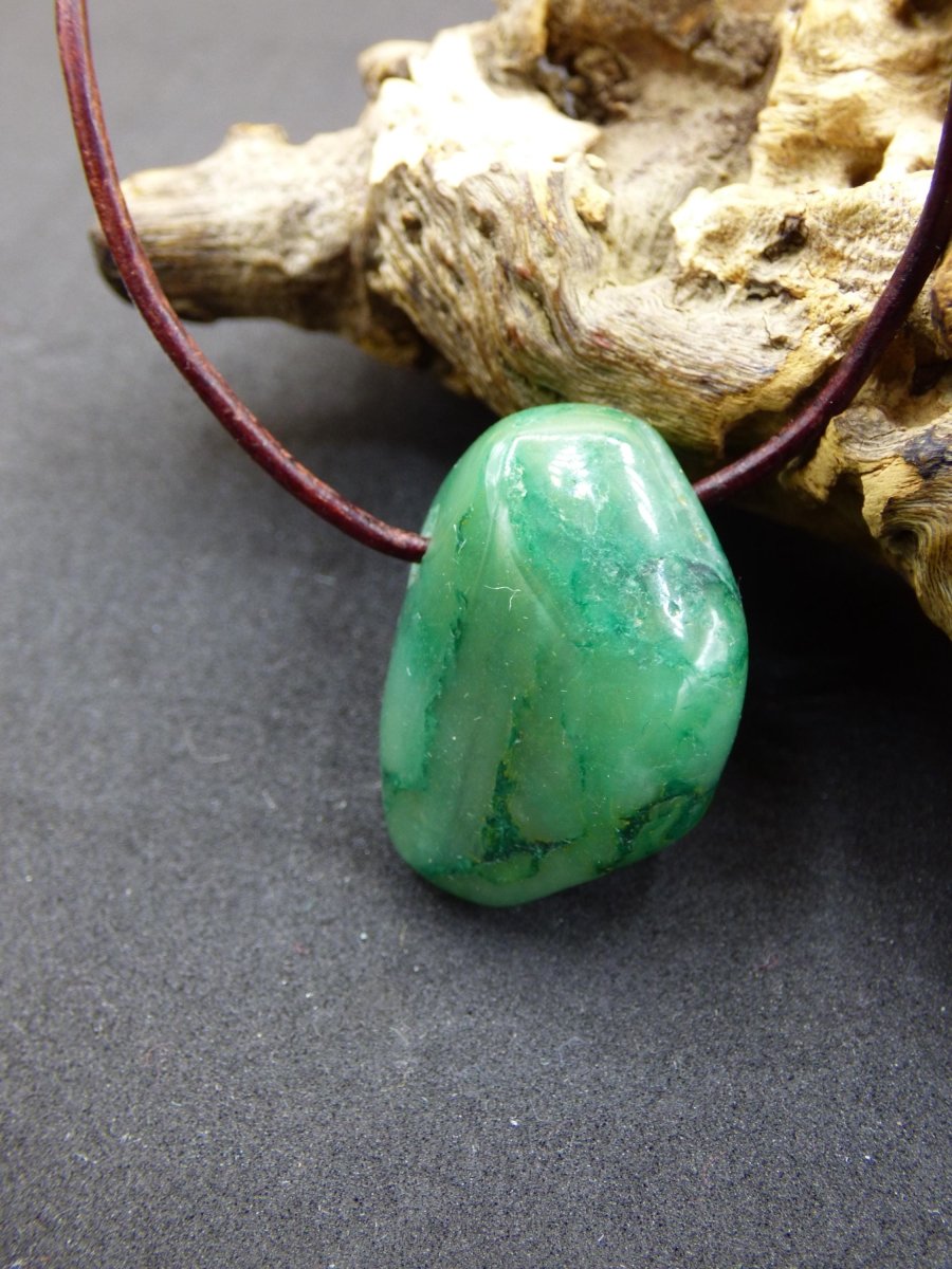 Prasem - Edelstein Kette grün Natur Heilstein Geschenk Er SIe Mann Frau Freund Weihnachten Goa Boho Ethno Psy Vintage Anhänger Echt - Art of Nature Berlin