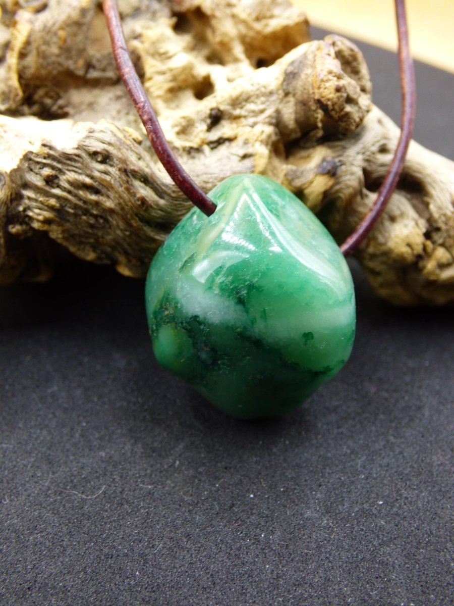 Prasem - Edelstein Kette grün Natur Heilstein Geschenk Er SIe Mann Frau Freund Weihnachten Goa Boho Ethno Psy Vintage Anhänger Echt - Art of Nature Berlin