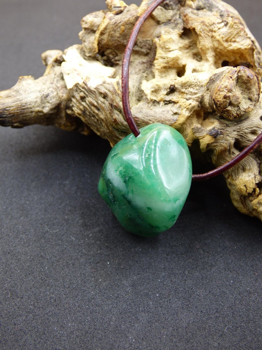 Prasem - Edelstein Kette grün Natur Heilstein Geschenk Er SIe Mann Frau Freund Weihnachten Goa Boho Ethno Psy Vintage Anhänger Echt - Art of Nature Berlin