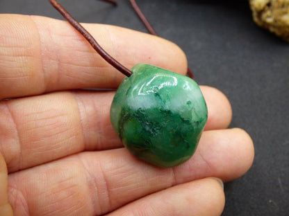 Prasem - Edelstein Kette grün Natur Heilstein Geschenk Er SIe Mann Frau Freund Weihnachten Goa Boho Ethno Psy Vintage Anhänger Echt - Art of Nature Berlin