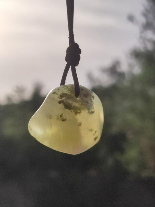 Prehnit ~ Edelstein Kette Gelb Grün ~HIPPIE ~GOA ~Boho ~Ethno ~Nature ~Heilstein - Art of Nature Berlin