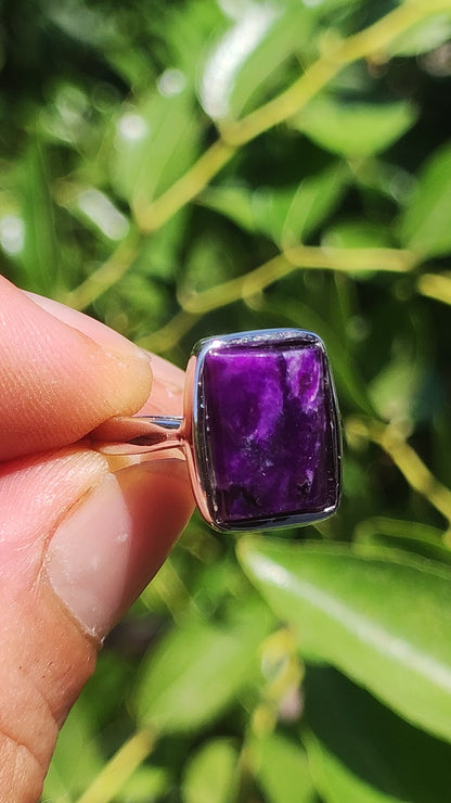 Sugilite Ring - 925 Sterling Silver - Gemstone Purple Healing Stone Natural Cabochon Woman Gift Her Mother's Day Grandma Christmas Crystal Rare