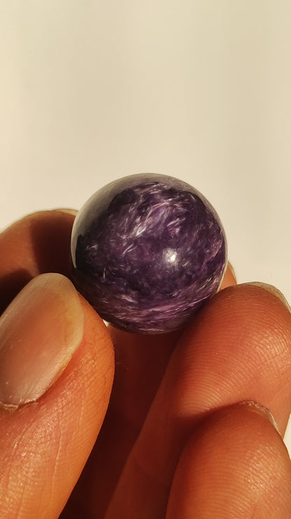 Charoite - Gemstone Ball Purple Natural Healing Stone Decoration Sphere Crystal Gift Him Her Friend Man Minerals Collector House Living Energy