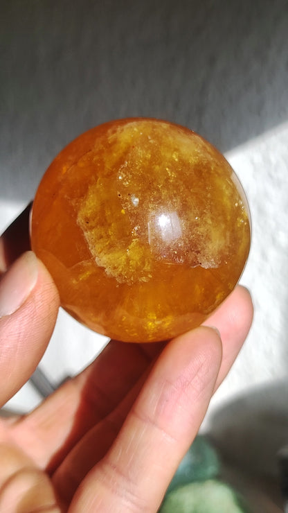 Mica Fluorite Yellow AAA Gemstone Ball Decoration Sphere Massage Crystal Collector Meditation Healing Stone Woman Man Gift Him Her House Living Energy