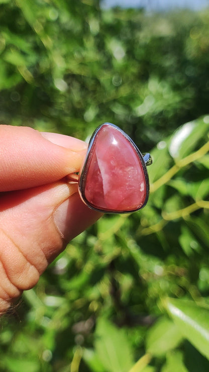 Rhodochrosite 925 Sterling Silver Gemstone Pink Red Healing Stone Natural Cabochon Woman Gift Her Mother Christmas Crystal Rare Rarity