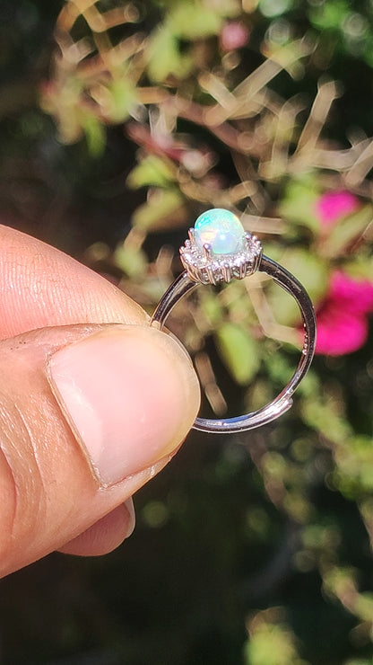 Ethiopian Opal AAA - 925 Silber Ring verstellbar - Edelstein Heilstein Energie Kraft Vintage Frauen Ring Hochwertig Geschenk Sie Frau Mutter