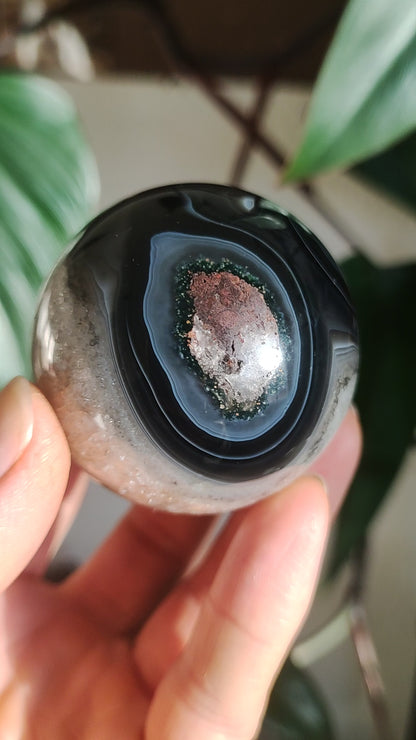 Black Sardonyx - Gemstone Ball Natural Healing Stone Decoration Sphere Crystal Gift Him Her House Initiation Apartment Energy Power Meditation