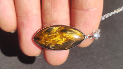 Pietersite gold - 925 Sterling Silver Gemstone Necklace Nature Protection Rarity Healing Stone Crystal Man Woman He She Gift Shimmer Reflection