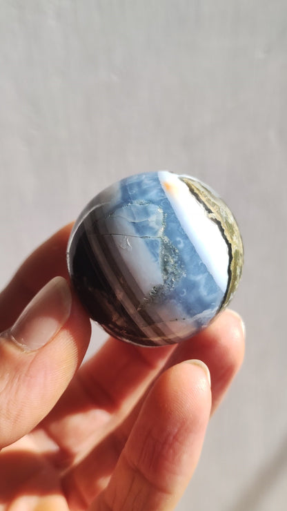 Opal "Blue Owyhee" ~ Magical Gemstone Ball Decoration Rare Massage Sphere Crystal Play Ball Meditation GOA Ethnic Healing Stone Natural Treasure House